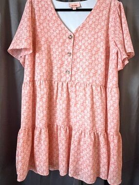 EVRI Pink Floral Tiered Mini Dress